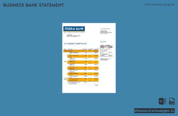 Beispiel eines Kontoauszugs der Federal Bank (Word- und PDF-Datei)